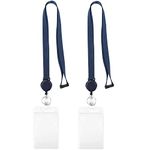 YOUOWO Retractable Badge Holder with Lanyard Breakaway Safety Lanyard with id Badge Holders Vertical id Badge with Clip Reel for id Badges Card Punched Zipper Waterproof Pack of 2