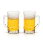 COKTIK 2 Pack Heavy Large Beer Glasses with Handle - 14 Ounce Glass Steins, Classic Beer Mug Glasses Set