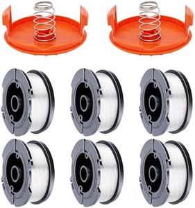 Wolfish Weed Eater Spool 6 + 1 Pack 30ft 0.065" Line String Trimmer Spool for Black+Decker AF-100 String Trimmers, (6 Spool, 1 Trimmer Cap, 1 Pack Spring)