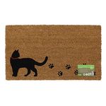 JVL Eco-Friendly Latex Backed Coir Door Mat, Kitty Cat,40 x 70 cm Approx.