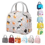 JYJLLM Insulated Kids Lunch Bag - Perfect for Boys, Girls, Toddlers and Babies - Cute and Cool Design - Ideal Lunch Box for School and Picnics Insulated Lunch Bag Kids Lunch Kids (Grey Cat)