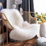 HEQUN Faux Fur Rug, Fluffy Rug, Shaggy Rugs,Faux Sheepskin Rugs Floor Carpet for Bedrooms Living Room Kids Rooms Decor (White, 75 X 120 CM)