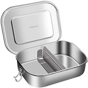 UPTRUST Leak Proof Stainless Steel Lunch Food Container, Large Bento Boxes Metal Lunch Box for Kids or Adults - Lockable Clips-Adjustable Divider Included -Dishwasher Safe, BPA Free (1400ML/47oz)