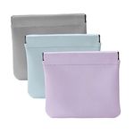 ALUXY 3Pcs Pocket Cosmetic Bag,Pocket Cosmetic Bag Squeeze,Pocket Cosmetic Bag Waterproof Leather No Zipper Self-Closing Portable Travel Makeup Pouch (Multicolor) 11.4x10.4x0.5 cm