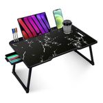 TEKCOOL Smart Multipurpose Foldable Laptop Table with Cup Holder, Study Table, Bed Table, Breakfast Table, Foldable and Portable/Ergonomic & Rounded Edges/Non-Slip Legs (Flying doremon)