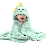 Asnewkit Hooded Baby Towel, Baby Bath Towels with Hood,Unique Animal Design Baby Towel with Hood Soft Absorbent Baby Bath Towels, for Newborn Baby Boy and Girl (Cyan Dinosaur)
