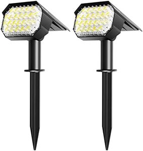 Quntis LED Solar Spot Lights Outdoor Garden, IP65 Waterproof Cool White Solar Landscape Spotlights Solar & USB C Powered Solar Garden Wall Lights for Yard Pathway Pool Porch Walkway Lawn-2 Pack