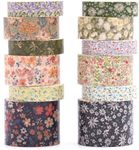 Songdao 12 Rolls Flowers Washi Tape Set Floral Arts Adhesive Tapes Blooming Garden Decorative Masking Tape Sets for Craft, Kids, Scrapbook, DIY, Gift Wrapping (River of Forgetfulness)