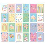 Central 23 Birthday Card Pack - Set Of 24 - Assorted Birthday Cards With Envelopes - 105 x 148 mm - Pretty Pastel Design For Girls Daughter Sister Niece - Blank Inside With Cute Stickers