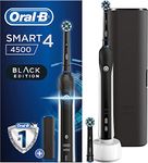 Oral-B Smart 4 Electric Toothbrushes For Adults, Mothers Day Gifts For Her / Him, App Connected Handle, 2 Toothbrush Heads & Travel Case, 3 Modes with Teeth Whitening, 2 Pin UK Plug, 4500, Black