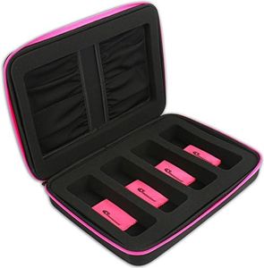 eD Elite HOT NEON Pink Quad Storage CASE for Your Active 3-D Glasses with 4 Microfiber Cleaning Cloths for 3D Glasses with Foldable arms by eDimensional Elite Series (Pink)