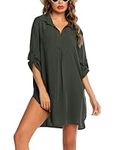 Ekouaer Ladies Beach Cover Ups Plus Size Women's Swimsuit Bikini Summer Beachwear Bathing Suit Beach Dress, Army Green, 3XL