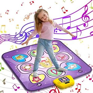 beefunni Dance Mat Toys for 3-10 Year Old Girls, 5 Game Modes Including 3 Challenge Levels, Adjustable Volume Dance Pad with LED Lights, Christmas Birthday Gifts for 3 Year Old Girls and Up