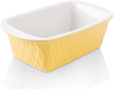 KOOV Ceramic Loaf Pan for Baking Bread, 9 x 5 inch Bread Pan, Rectangular Bread Loaf Pan, Ceramic Bakeware for Cooking, Home Kitchen, Bread Baking Pan Texture Series (Yellow)