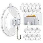 HangerSpace Suction Cup Hooks, 1.77 Inches Clear PVC Suction Cups with Metal Hooks Removable Small Suction Cups for Kitchen Bathroom Shower Wall Window Glass Door - 12 Pack