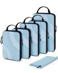 BAGSMART Compression Packing Cubes, 6 Set Travel Packing Cubes for Carry on Suitcases, Compression Suitcase Organizers Bag Set & Travel Cubes for Luggage, Lightweight Packing Organizers, Light Blue