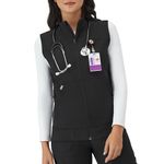 Hanes Women's Comfort Fit Scrubs Healthcare Vest, Moisture-Wicking Stretch Scrubs Vest for Women, New Ebony, 3X-Large