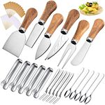 21Pcs Charcuterie Board Accessories Spreader Knife Set Cheese Butter with Wooden Handles Mini Serving Tongs Spoons Forks Toothpick Flags for Party Wedding Christmas