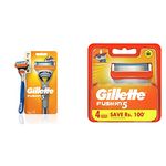 Gillette Fusion Manual Razor and Gillette Fusion Manual Shaving Razor Blades - 4s Pack (Cartridge) combo pack