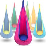 Y- STOP Kids Pod Swing Seat, Hanging Hammock Chair with Inflatable Pillow, Sensory Swing Chair for Outdoor and Indoor, Max 176 Lbs, Pink and Blue