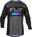 Fly Racing Kinetic Men's MX ATV Off-Road Motocross Jersey, Charcoal/Black/Blue-iridium, Small