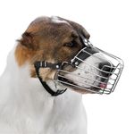 BronzeDog German Shepherd Dog Muzzle Wire Metal Basket Adjustable Leather Muzzle for Large Dogs (Size 3)