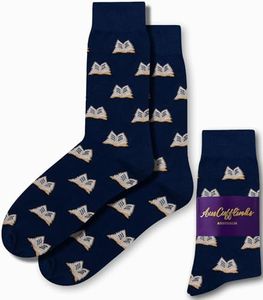 Book Worm Novelist Socks | Reader Novel Lover Socks for Men | Writer Woven Cotton Socks | Present for Work Colleague | Bday Present for Guys (Book)
