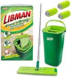 Libman Rinse 'n Wring Mop and Bucket System | Microfiber Floor Mop | Hardwood Floor Cleaner | Wet & Dry Mop | Clean & Dirty Water Chambers | Power Blades | 4 Total Microfiber Pads