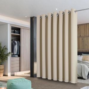 Joydeco Sliding Door Curtains, Light Beige Curtains 100 x 90 inches, Extra Wide Curtains for Patio Sliding Door Living Room, Room Divider Curtains