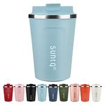 SUNTQ Reusable Coffee Cups Travel - Coffee Travel Mug with Leakproof Lid - Thermal Mug Insulated Cup - Stainless Steel Coffee Travel Cup - for Hot and Cold Drinks, 13oz/380ml, Sky Blue