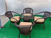 Garden Living 4+1 Outdoor Indoor Patio Furniture Sets Rattan Chair Patio Set Wicker Conversation Set Poolside Lawn Chairs Swing Area Balcony Outdoor Garden Furniture (4+1 Chair Set, Others)