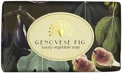 The English Soap Company Vintage Wrapped Soap Bar, Genovese Fig Shea Butter Soap Bar, Moisturising Soap Bar for Face and Body, Genovese Fig Scent 190g