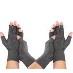 Jesata 2 Pairs Fingerless Compression Arthritis Gloves for Men & Women | Pressure Gloves with Silicone Dots for Support & Warmth | Relief Pain, Rheumatoid, Arthritis, Swelling & Tendonitis Pain (L)