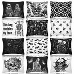 Kajaia 12 Pcs Gothic Skeleton Makeup Bags Halloween Cosmetic Bags Cute Portable Travel Purse Toiletry Bag Make up Organizer Storage Zipper Pouch Makeup Brush Bag for Women Adult Aesthetic Stuff
