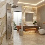 X-XONIER Stainless Steel 304 Grade Shower Panel 4 in 1 Tower System Rainfall Shower Body Massage Handheld Shower Easy Connect Shower Panel. (SILVER)