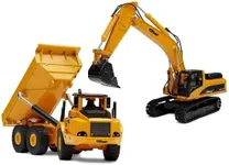 Top Race Construction Toys Set - Metal Excavator Toy, Dump Truck Toy for Kids - Realistic Toy Trucks with Moving Parts for Indoor, Outdoor Play - Durable Construction Vehicles for Boys and Girls