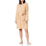 Amazon Essentials Women's Lightweight Waffle Mid-Length Robe (Available in Plus Size), Light Camel, XXL