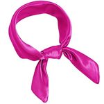 Pistha Chiffon Scarf Square Ribbon Neck Scarf Satin Scarf Handkerchief for Halloween Retro Women Girls Costume Accessory (Rosy red, 23.6 * 23.6 inch)