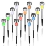 GIGALUMI Colour Changing Solar Garden Lights Stakes,12 Pack Solar Powered Garden Lights with Upgraded Solar Panel, Waterproof Solar Stake Lights for Walkway, Patio, Yard, Lawn, Driveway