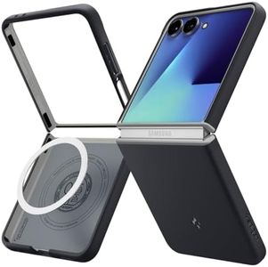 SPIGEN Nano Pop MagFit for Samsung Galaxy Z Flip 7 Case, Compatible with MagSafe Magnetic Ring, Silicone Feel Air Space Technology Raised Edge Non-Slip Grip Cover - Black Sesame