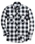 Alimens & Gentle Men's Button Down Regular Fit Long Sleeve Plaid Flannel Casual Shirts, White/Black Plaid, XX-Large Tall