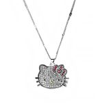 Rhinestone KT Cat Pendant Necklace Y2k Gyaru Kawaii Cute Gothic Punk Chain Choker for Women Eboys Egirls, Alloy Steel, Rhinestone