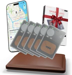 KeySmart SmartCard (Gen 3) MFI-Certified Wallet Tracker Card, Dual Network Compatible with Apple Find My & Google Find Hub, Rechargeable GPS Item Finder, Tracking for Luggage Tag, Waterproof, 5 Pack