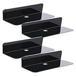 4 Pcs Wall Shelf Floating, Small Acrylic Floating Shelves for Wall Self Adhesive Display Shelf for Bathroom, Kitchen, Bedroom, Gaming Room, Black