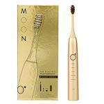 MOON Sonic Electric Toothbrush for Adults, 5 Smart Modes to Clean, Whiten, Massage and Polish Teeth, Rechargeable with Travel Case and 2 Toothbrush Heads, (Gold)