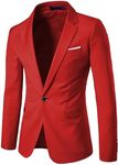 UNINUKOO Mens Sport Coat Slim Fit Suit Blazer Jacket One Button Lightweight for Casual Business US Size 42 Red