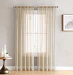 HLC.ME Antique Taupe 2-Pack 108" inch x 63" inch Window Curtain Sheer Panels