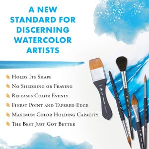 Princeton Aqua Elite Watercolour Brushes Set – Synthetic Kolinsky, 4-Piece Travel, Short Handle