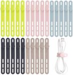 Oligei 25 Pcs Silicone Cable Ties, Cord Ties Cord Wrap, Cable Ties Reusable, High Elasticity Cord Wraps for Electrical Cords, Cord Organizer for Earphone, Phone Charger