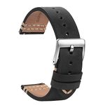 TStrap Leather Watch Straps 22mm - Soft Black Quick Release Watch Bands Replacement - Sport Watch Strap for Men Ladies - Smart Watch Bracelet Clasp Buckle – 18mm 19mm 20mm 21mm